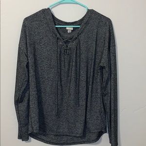 Front tie grey pullover